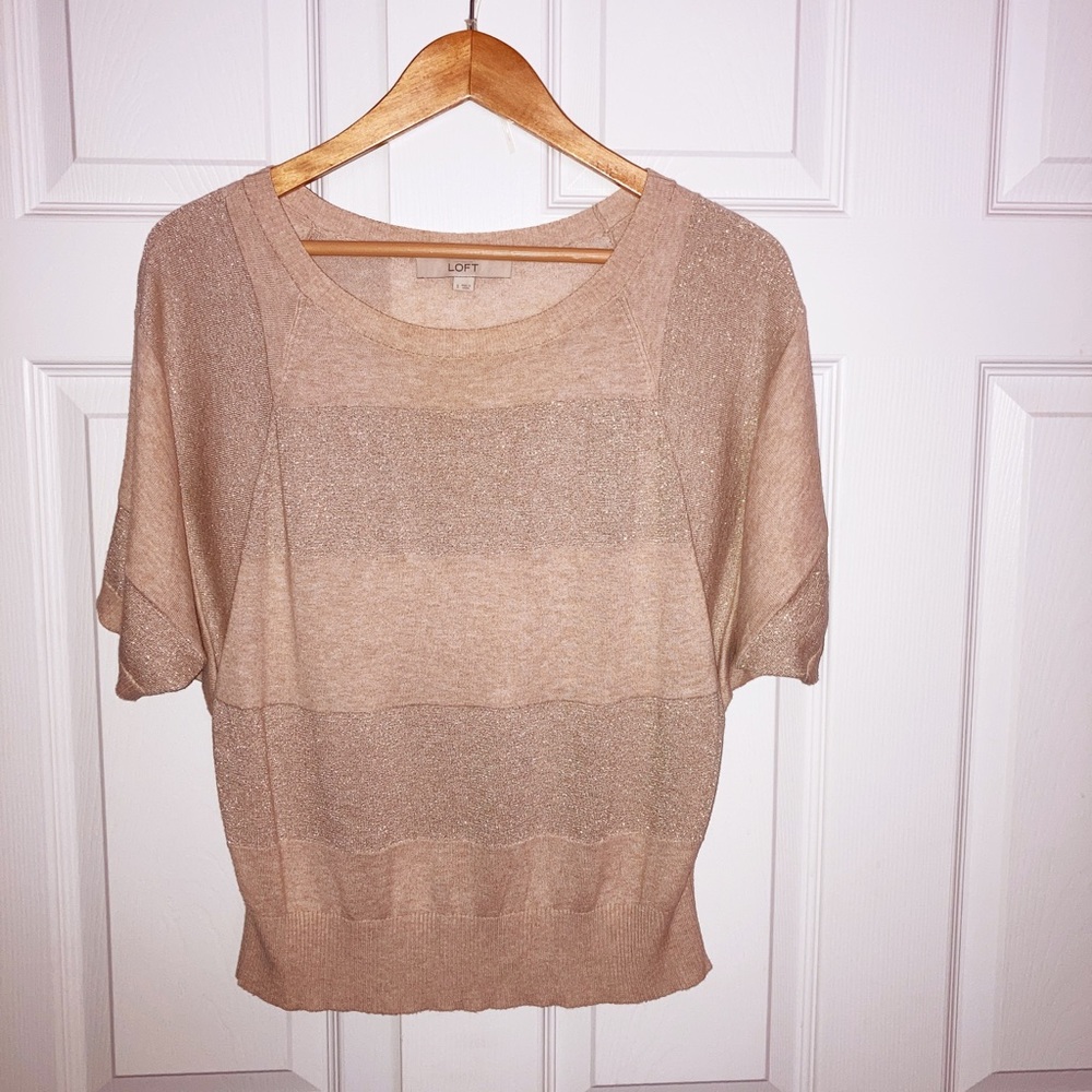 Loft-Glitter stripe blouson sweater